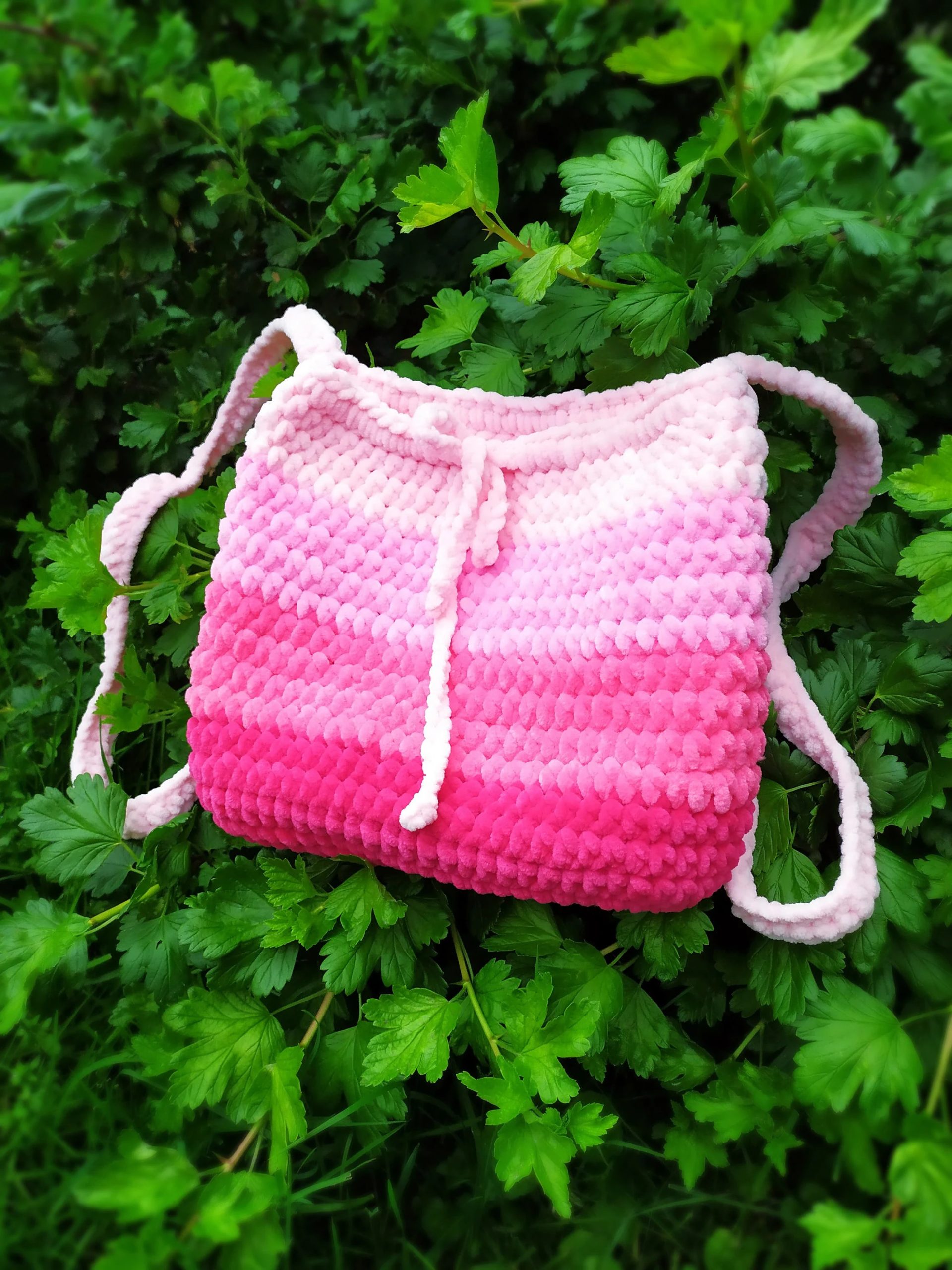 Gradient pink sweet knitted pet bag - Image 8