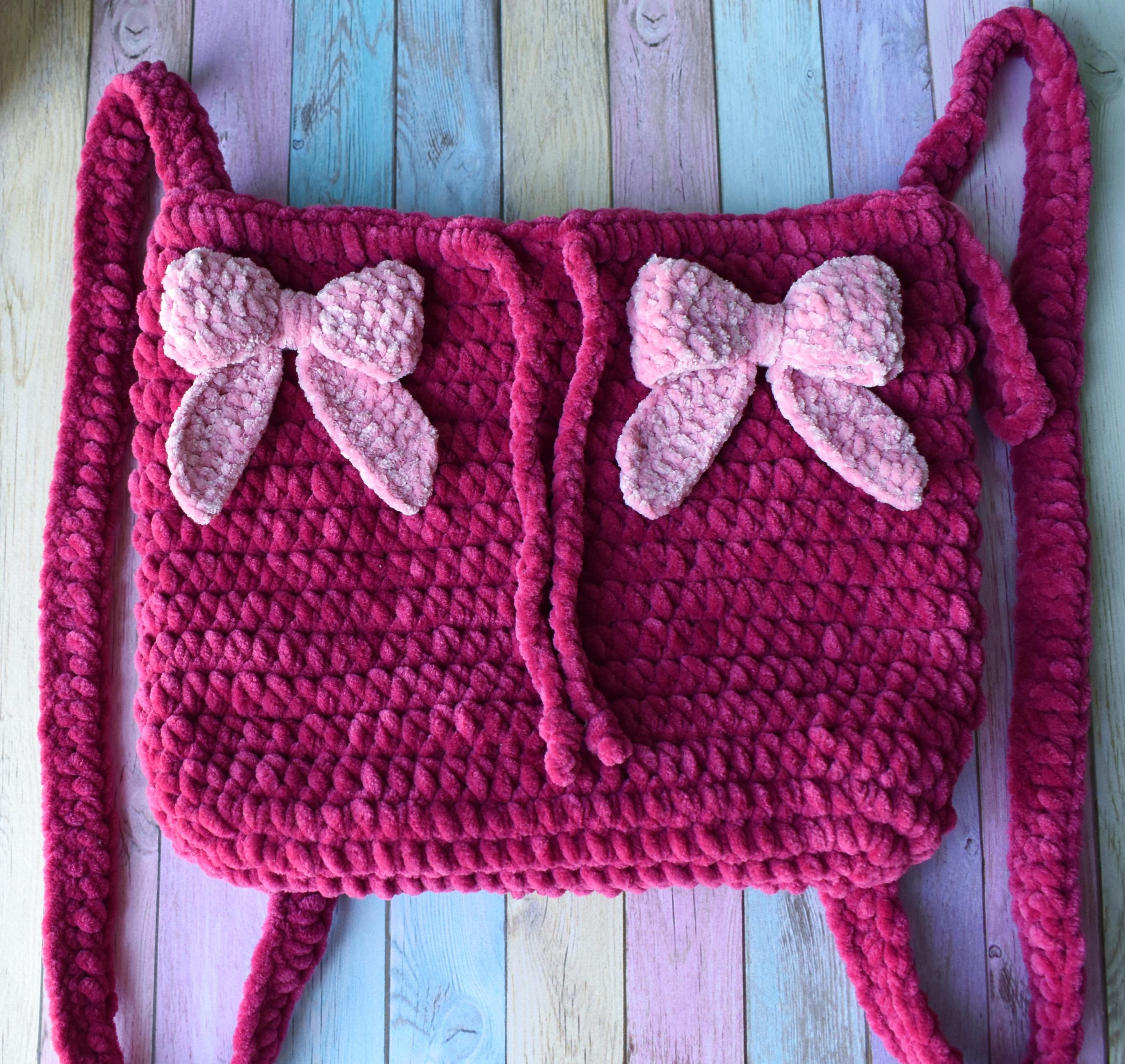 Rose Red Bow Knitted Pet Bag - Image 6