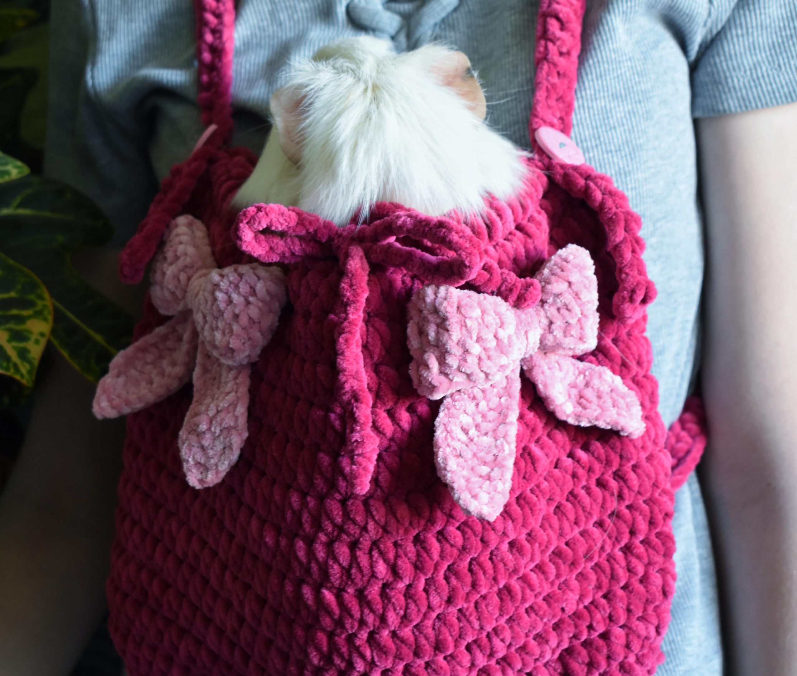 Rose Red Bow Knitted Pet Bag - Image 4
