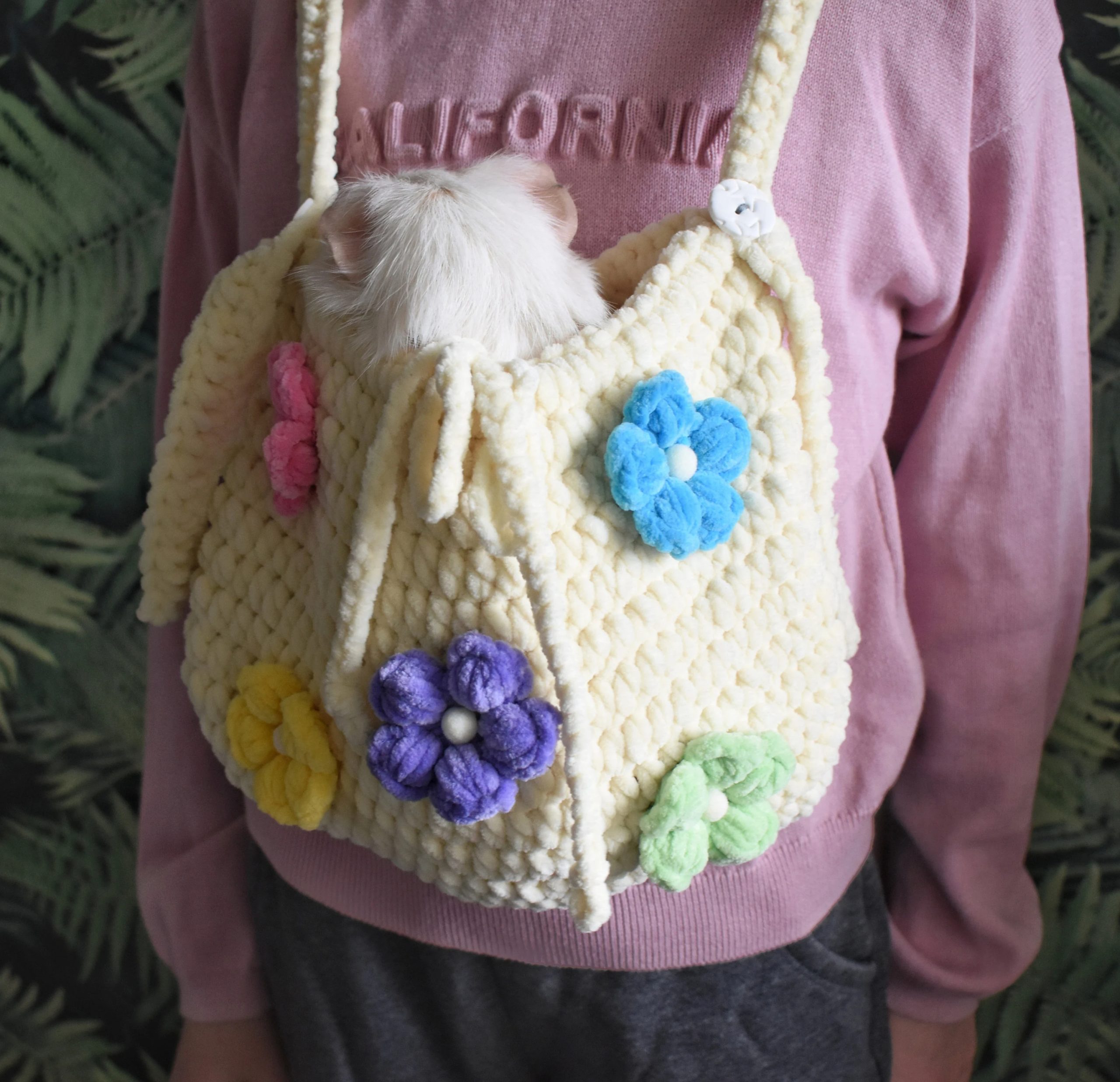 Spring Flower Knitted Pet Bag