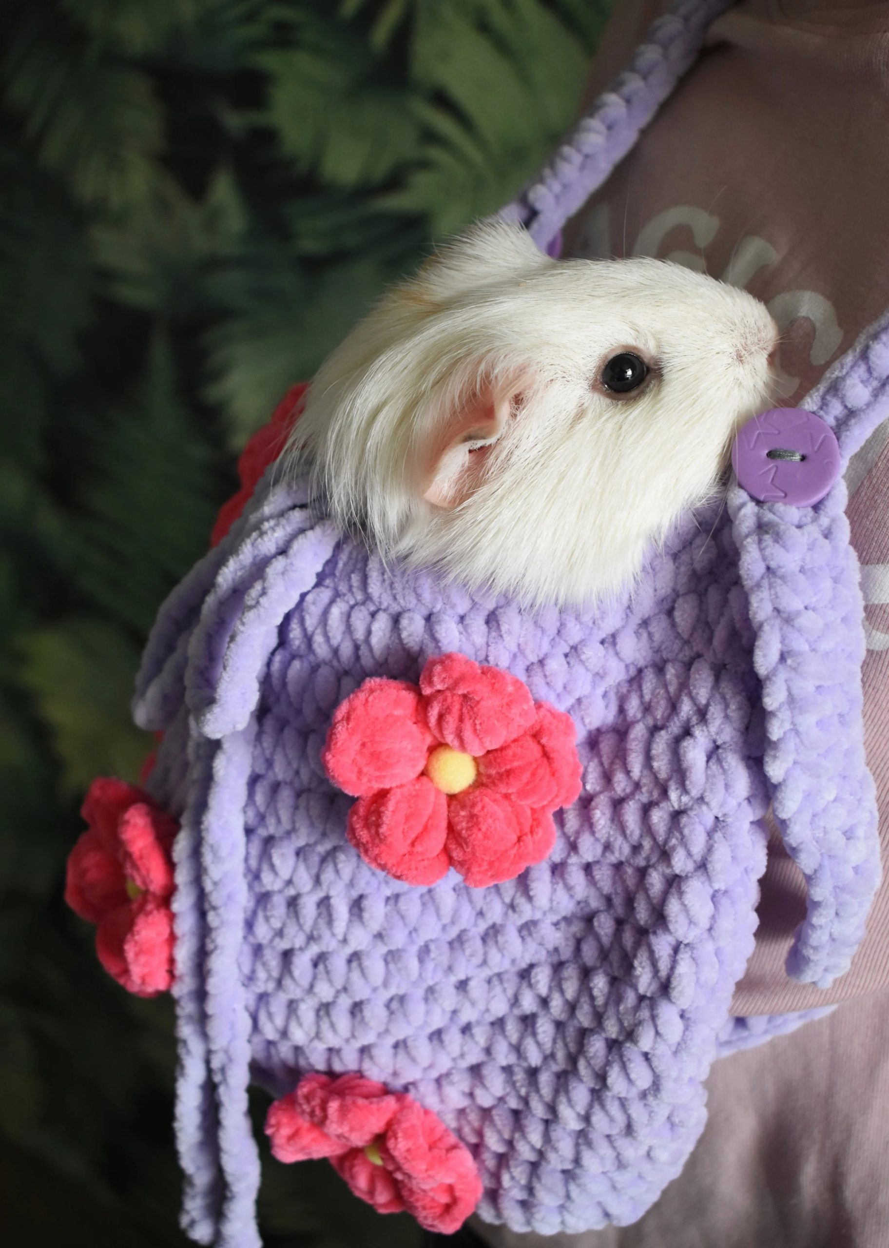Purple Flower Knitted Pet Bag - Image 2