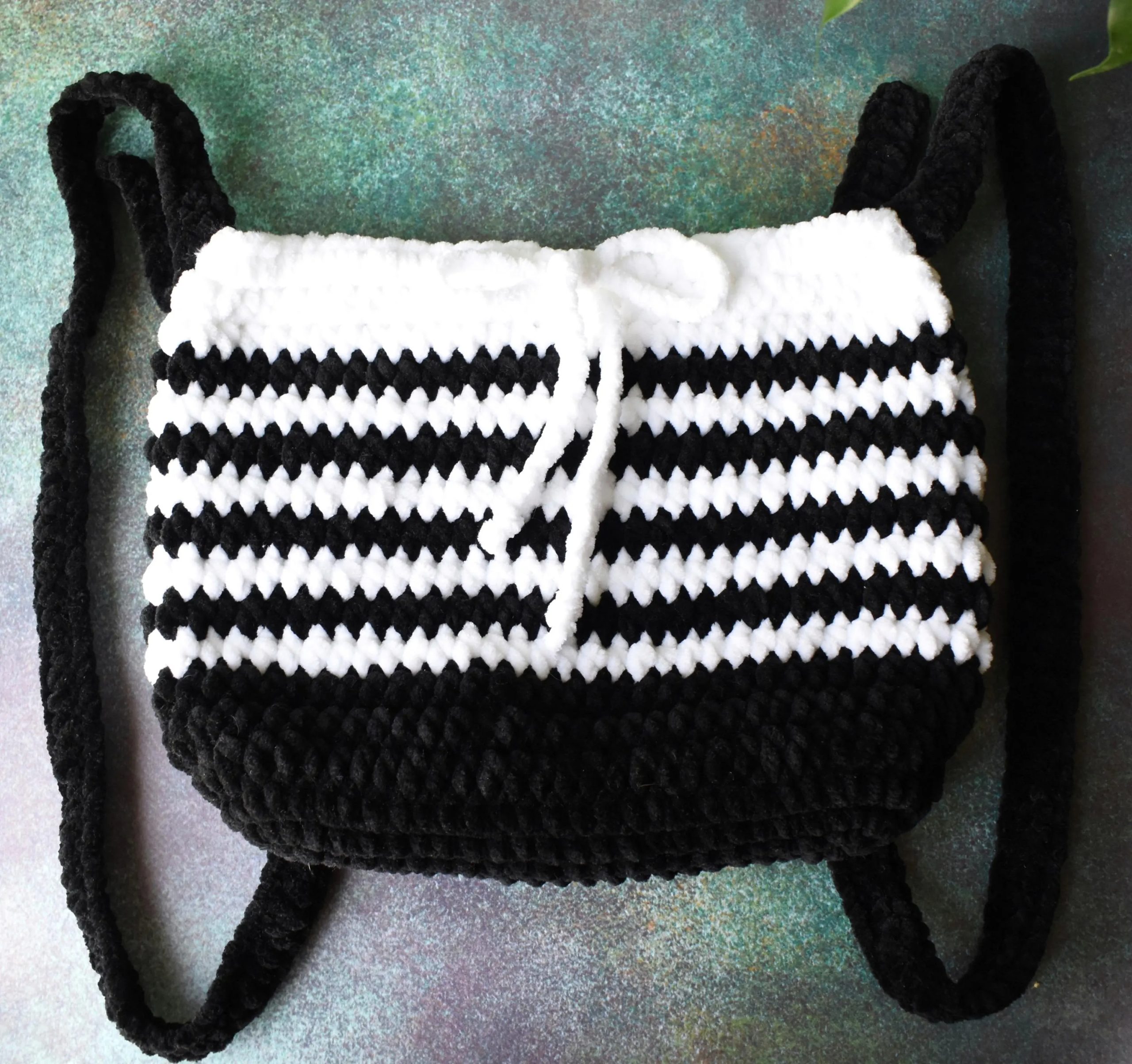 Minimalist black and white striped knitted pet bag - Image 9