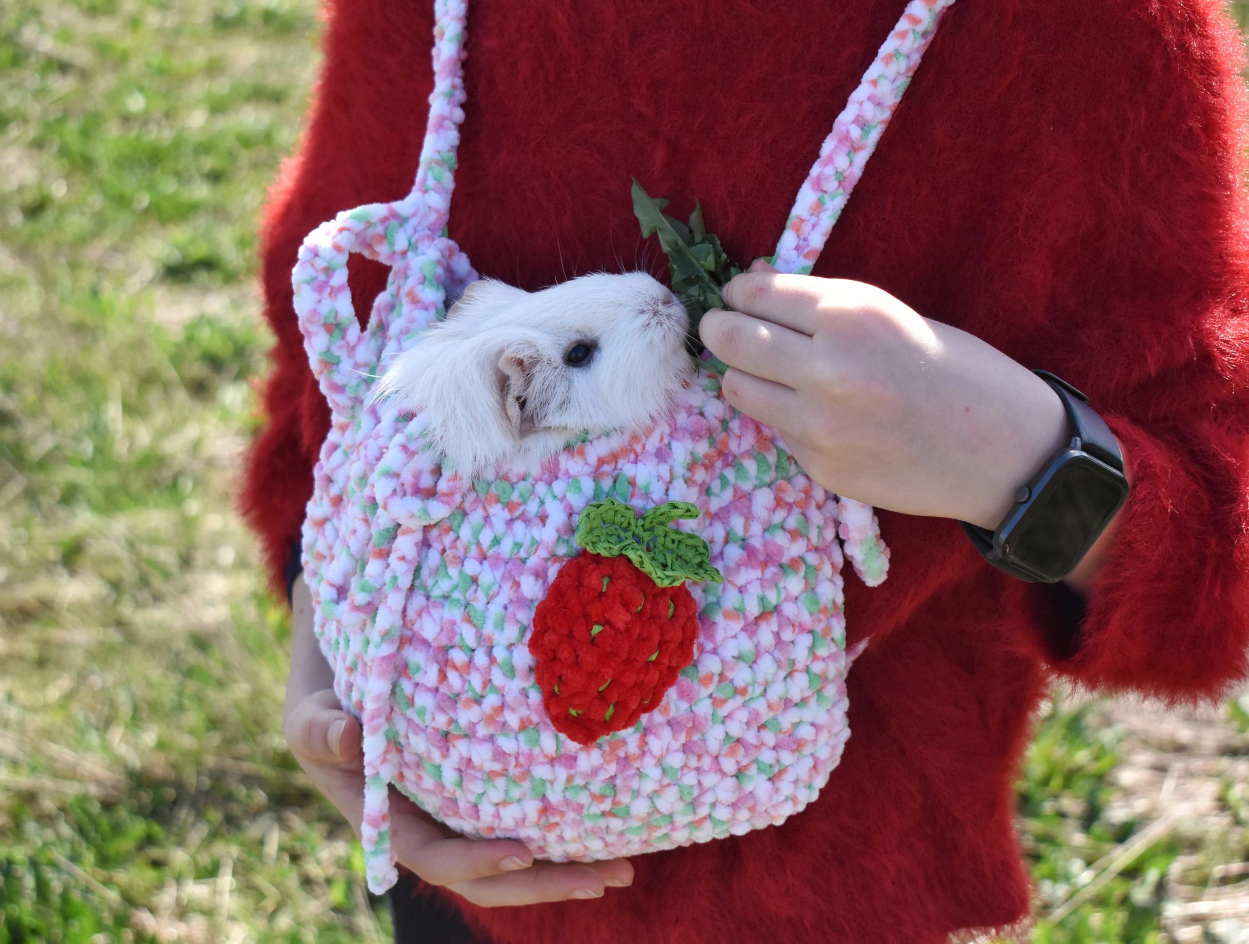 Hand-knitted pet travel bag