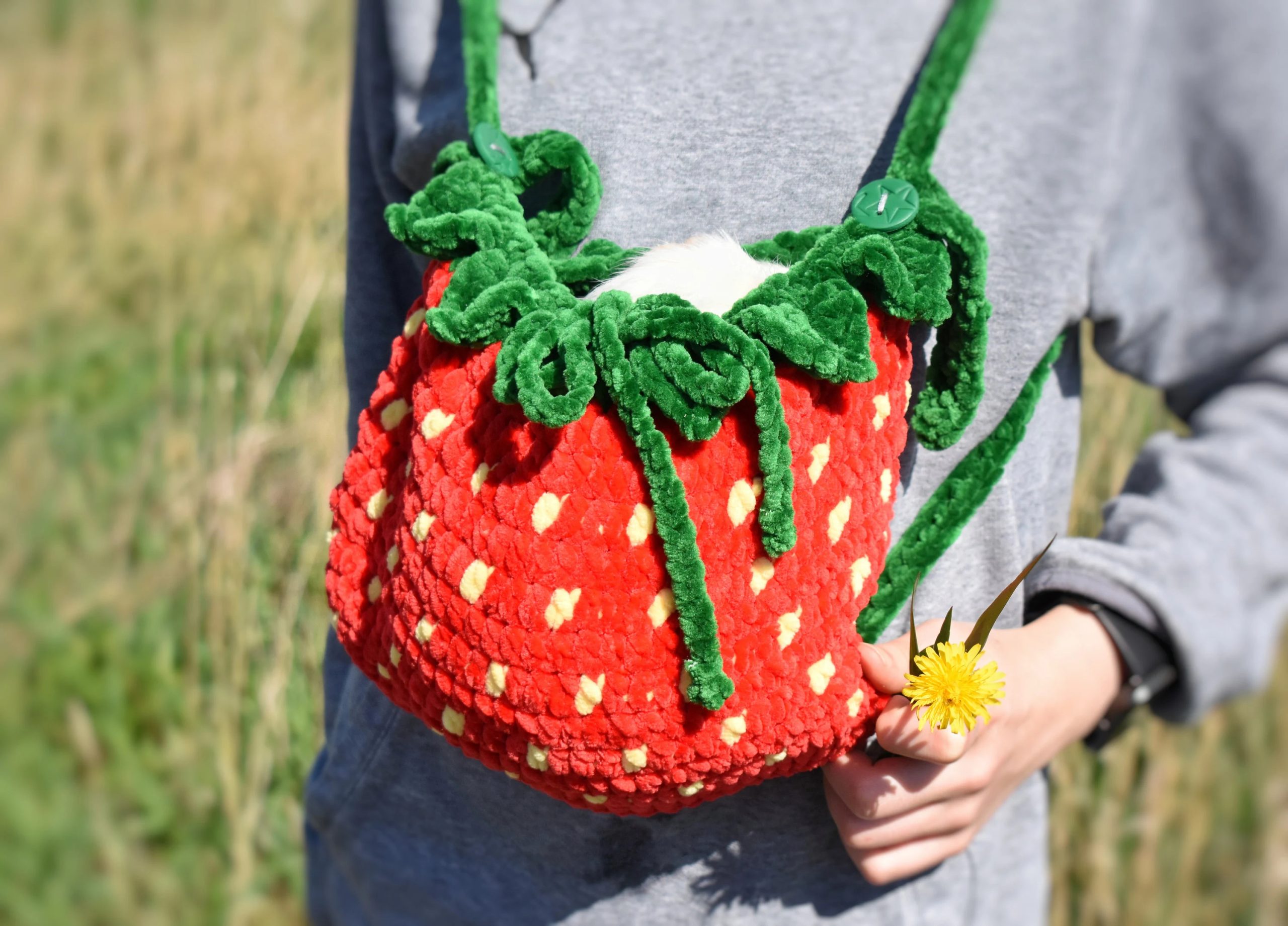 Strawberry Crit Knitted Pet Bag - Image 10