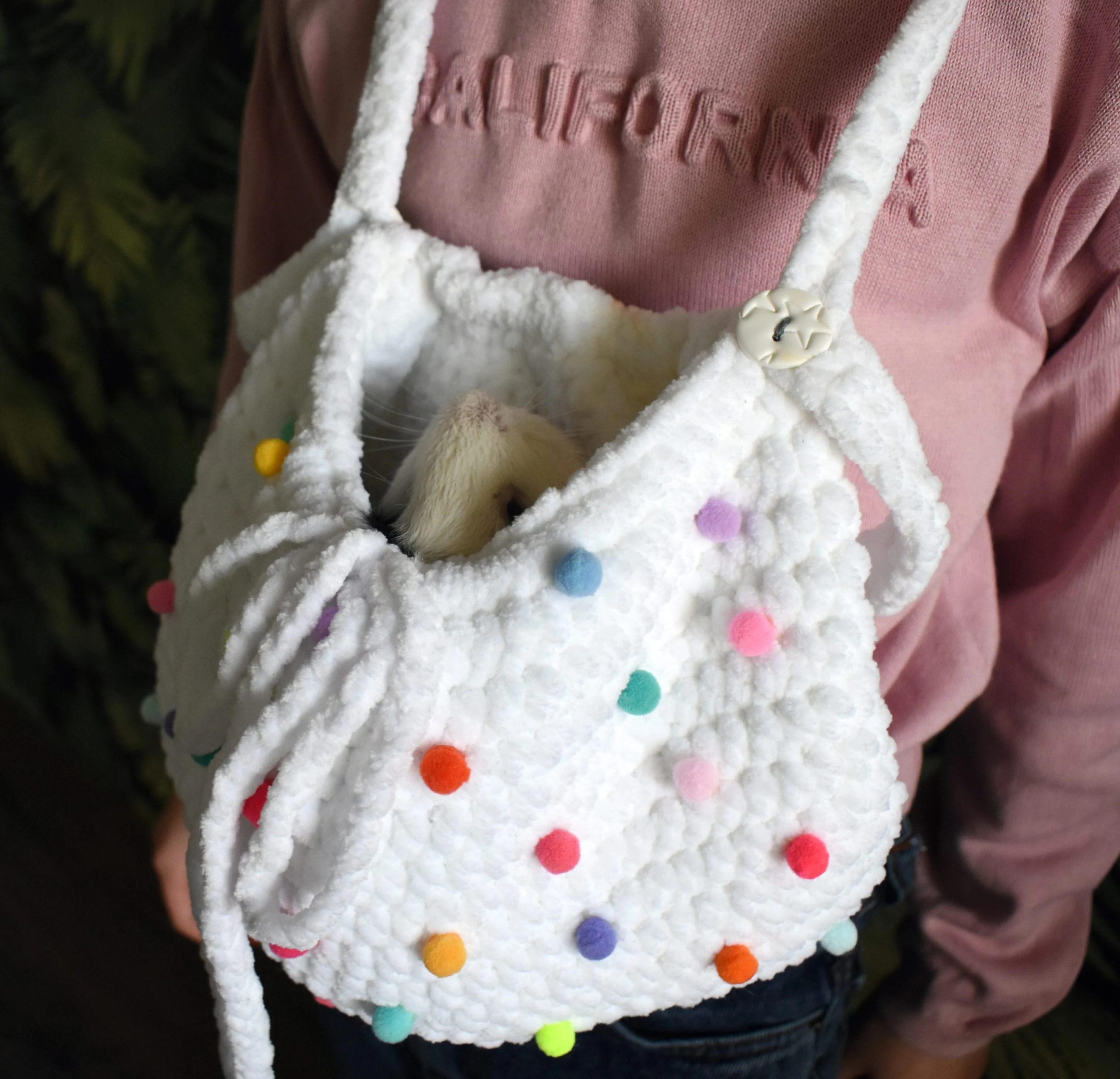 Rainbow Candy Knitted Pet Bag - Image 9