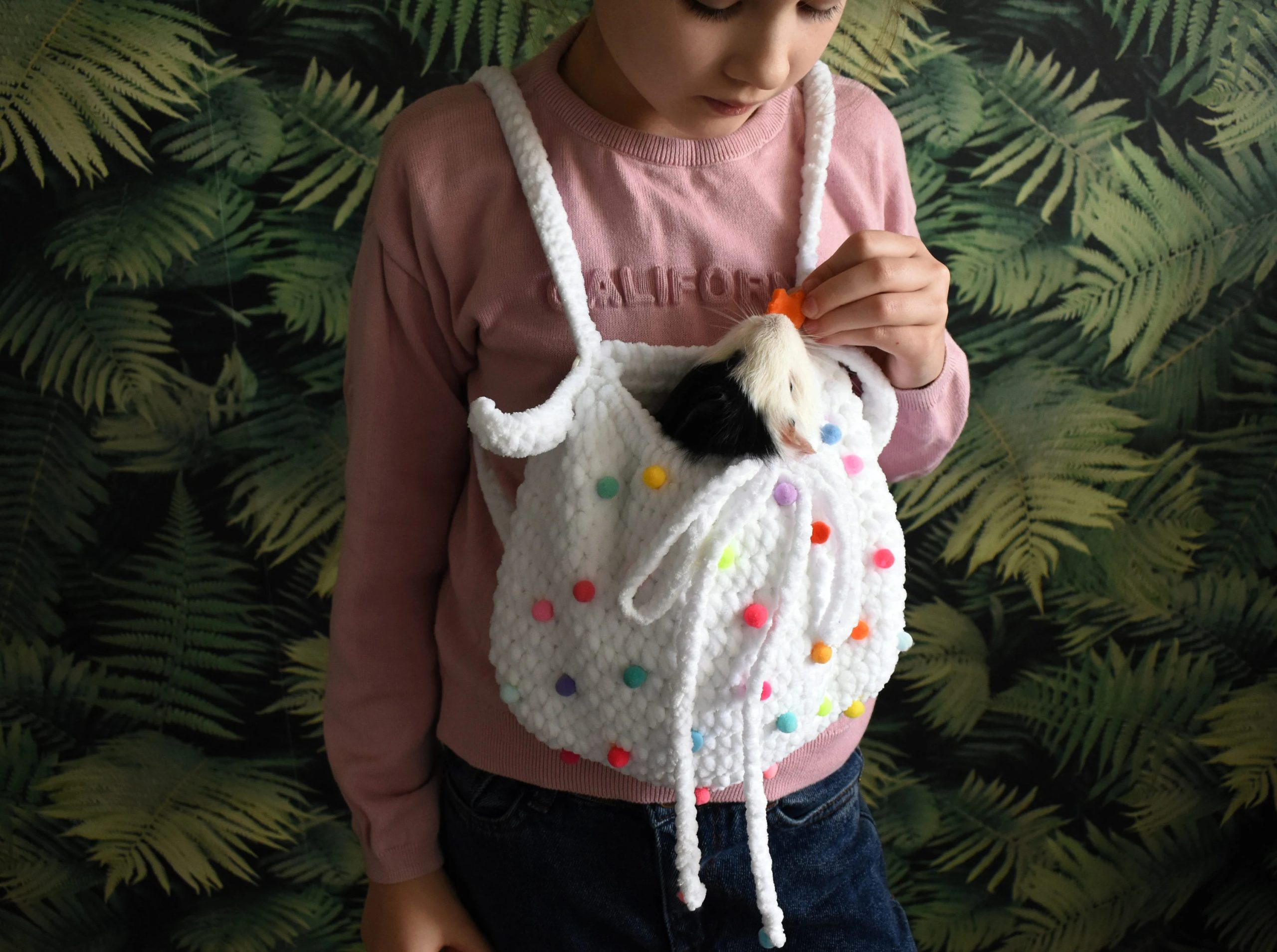 Rainbow Candy Knitted Pet Bag - Image 6